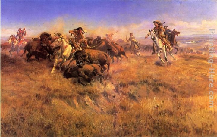 Charles Marion Russell Running Buffalo
